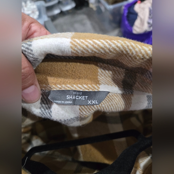 Women Plaid Jacket - Tan and White - Picture 6 of 6